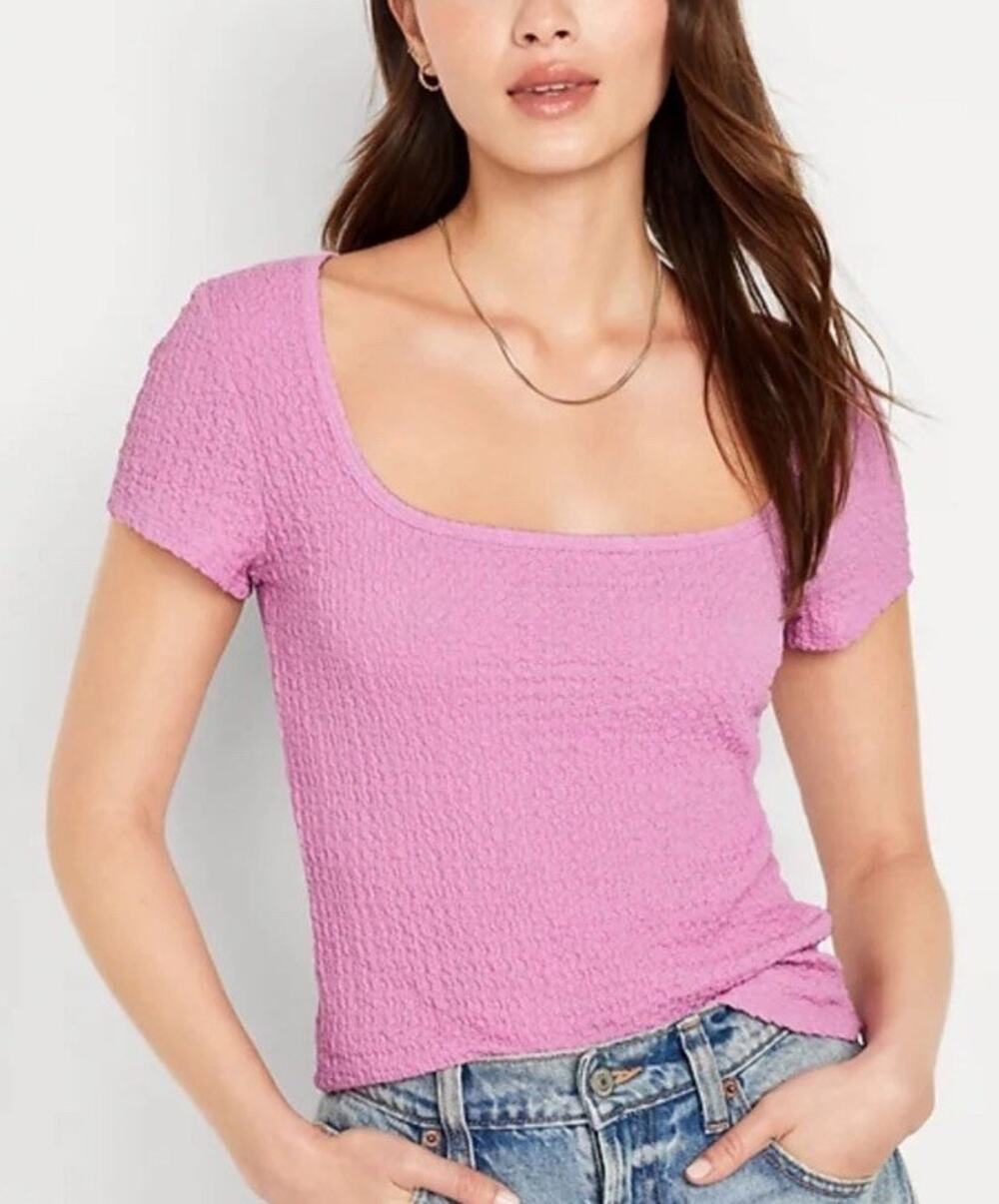 Old Navy Women’s Square-Neck Textured Top Rock Rose NWT Size XXL Tall Stretch